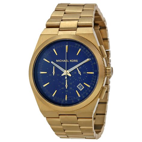 michael kors mens gold watch blue dial|Michael Kors blue dial watch.